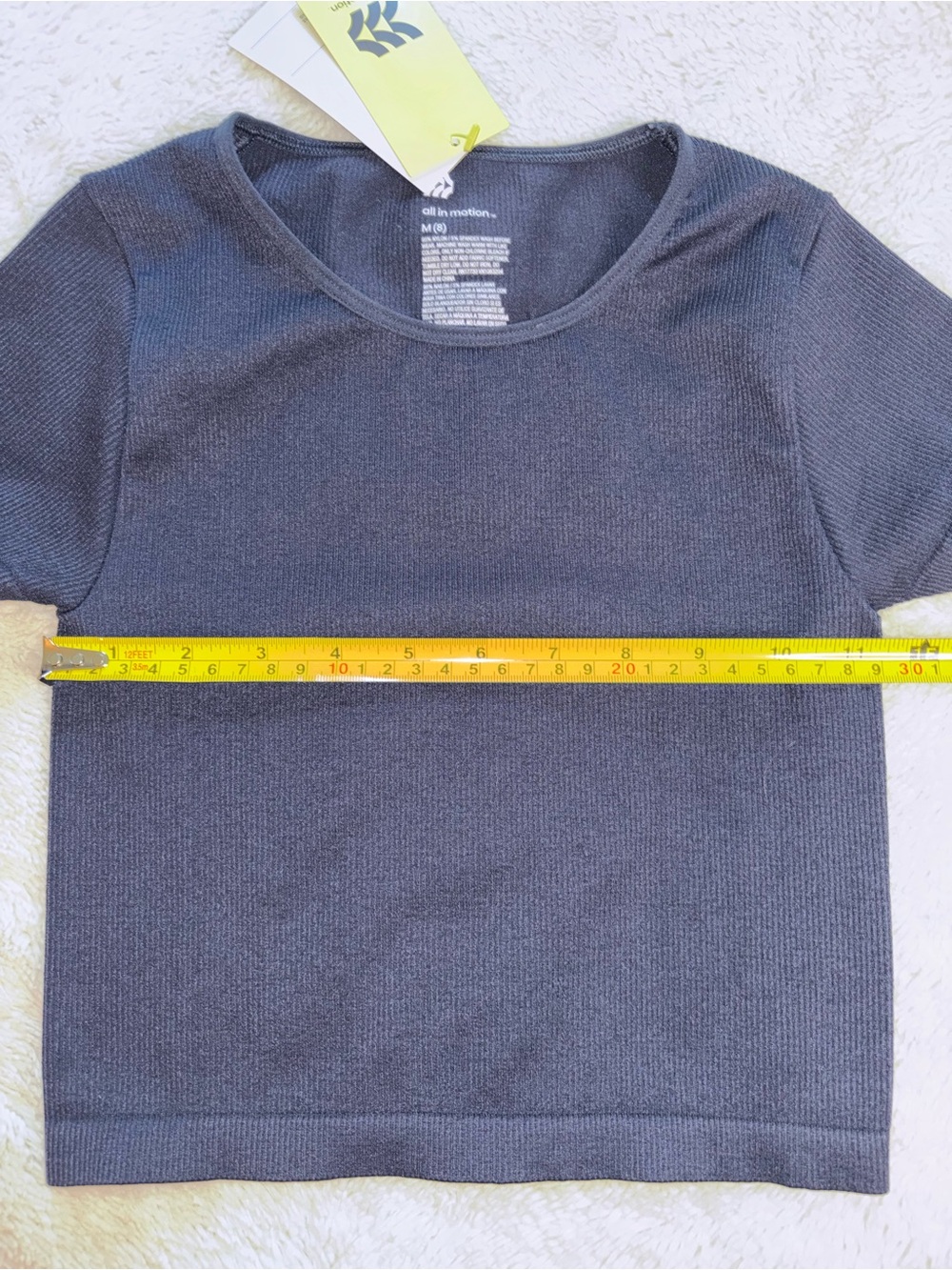 All In Motion Navy Short Sleeve Moisture Wicking Crop Tee - Picture 3 of 5
